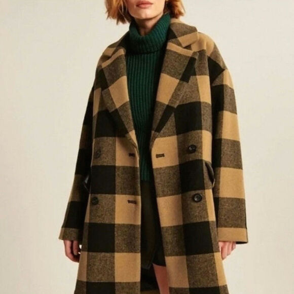 Abercrombie & Fitch Jackets & Blazers - Abercrombie & Fitch Buffalo Check Peacoat Wool Fall Winter Casual Classic Size M